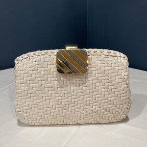 Rodo White Wicker Clutch Bag